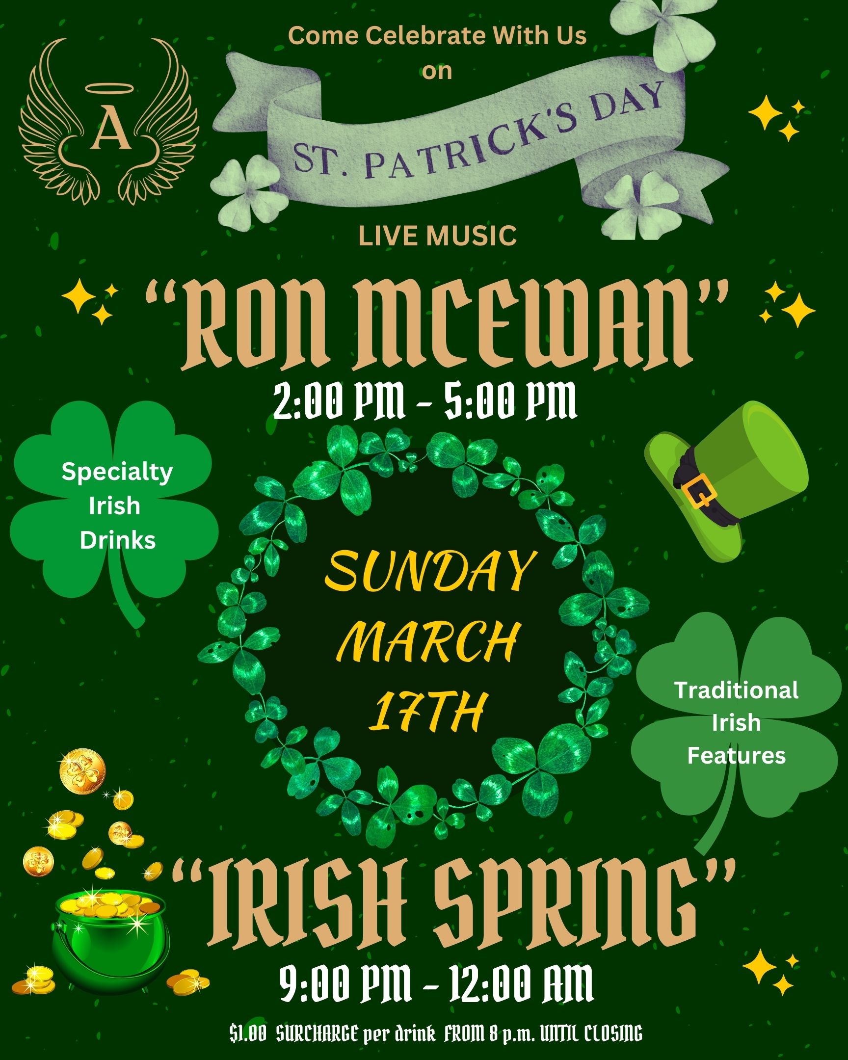 Celebrate St. Patricks Day at Olde Angel Inn!